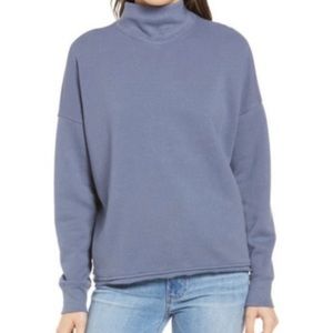 Madewell Hemp-Cotton Mockneck Sweatshirt “Sun Faded Indigo” Blue size XL GUC